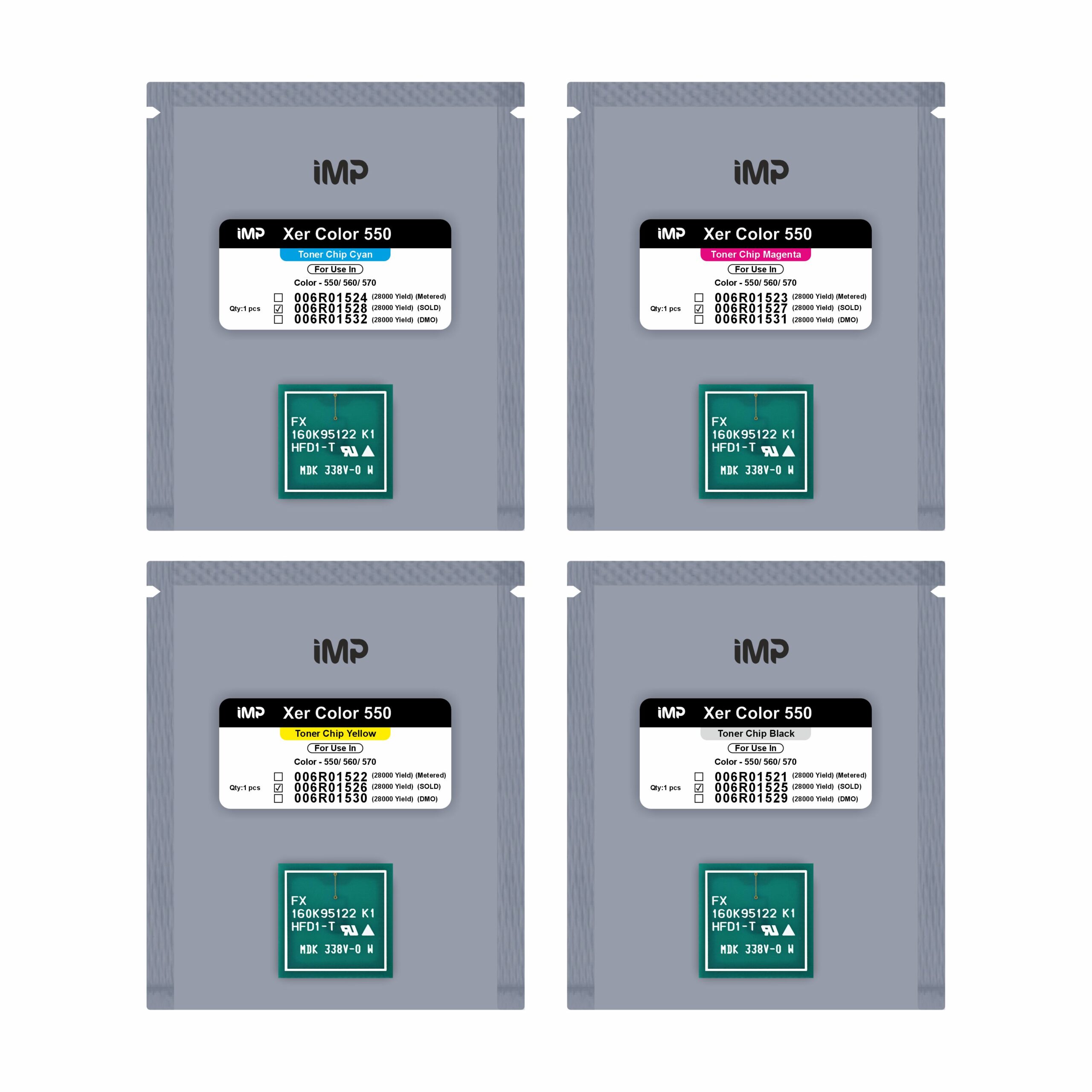 xerox 550 toner chip Set of four Xer Color 550, 560, and 570 in cyan, magenta, yellow, and black